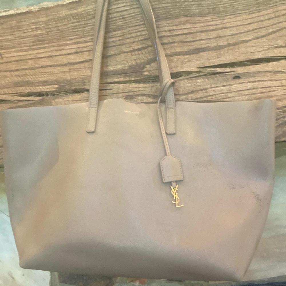 Yves Saint Laurent Taupe Leather Tote Bag